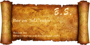 Berze Sándor névjegykártya