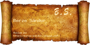 Berze Sándor névjegykártya